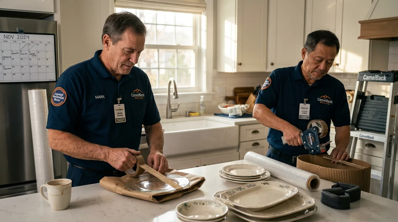Professional crew packing kitchen dishware in Berlin, PA